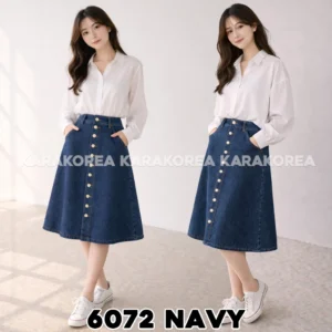 Gloria Denim Skirt/Rok wanita kancing/Rok jeans/Rok midi denim/Rok jeans wanita/Rok Jeans Korea/Rok wanita